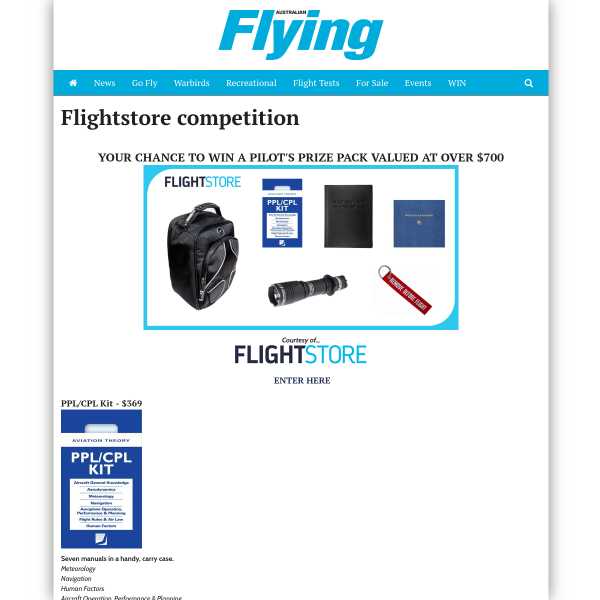 Win a pilot's prize packed valued at over $700
