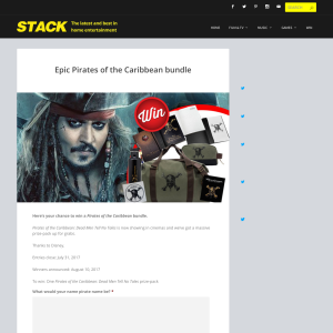 Win a Pirates of the Caribbean: Dead Men Tell No Tales pack