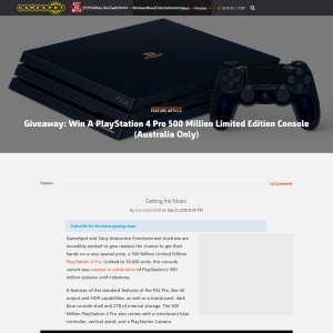 Win A PlayStation 4 Pro 500 Million Limited Edition Console