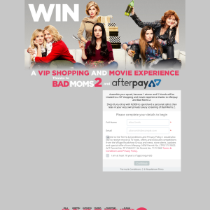 Win a Private Screening of Bad Moms 2 & Shopping Spree or 1 of 50 double passes to Bad Moms