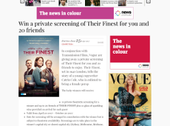 Win a private screening of 'Their Finest' for you & 20 friends!