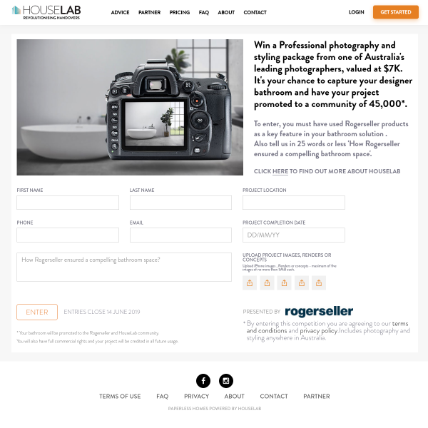 Win a Professional photography and styling package from one of Australia's leading photographers, valued at $7K for your bathroom project  - Rogerseller