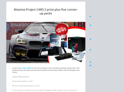 Win a Project CARS 2 prize plus five runner-up packs