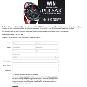 Win a Pulsar V8 Supercars 2018 Limited Edition Men’s Chronograph Watch