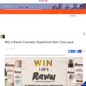 Win a Raww Cosmetic Superfood Skin Care pack