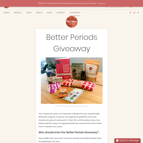 Win a Red Moon Parcels Better Periods Prize Pack