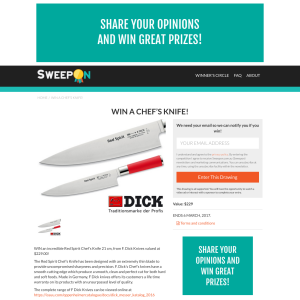 Win a 'Red Spirit' Chef's Knife, valued at $229!