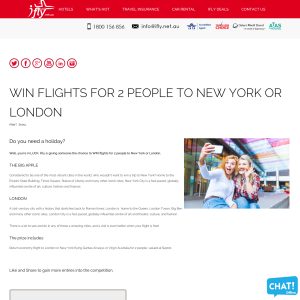 Win a Return Economy Flight to London or New York for 2 People Flying Qantas Airways or Virgin Australia