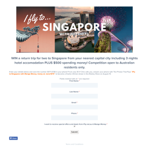 Win a return trip for two to Singapore