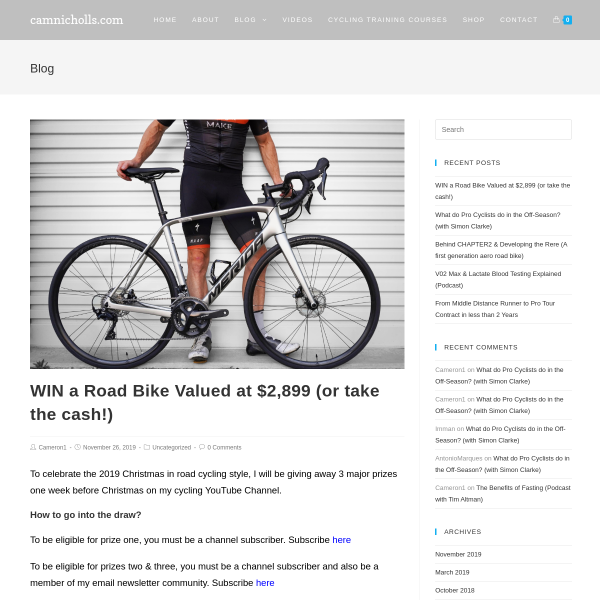 Win a Road Bike Valued at $2,899 or Cash