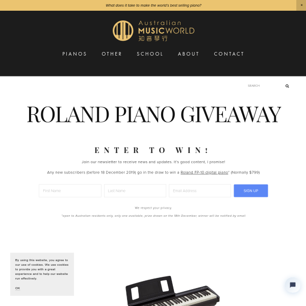 Win a Roland FP-10 Digital Piano