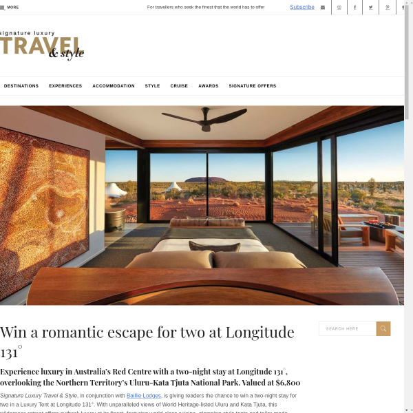 Win a romantic escape for 2 to Uluru!