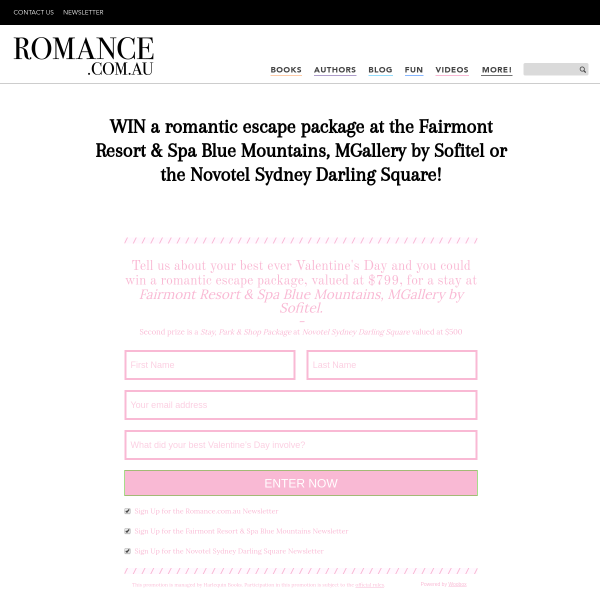 Win a romantic escape package!