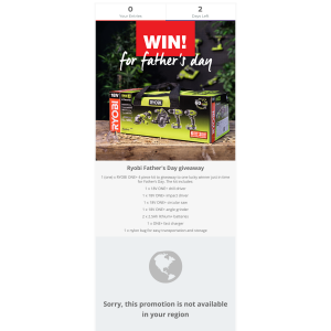 Win a Ryobi One+ 4 piece kit