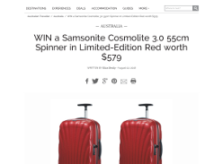 Win a Samsonite Cosmolite 3.0 55cm Spinner in Limited-Edition Red