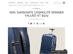 Win a Samsonite Cosmolite 3.0 55cm Spinner in Midnight Blue
