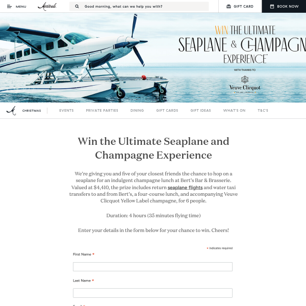 Win a Seaplane & Champagne Experience