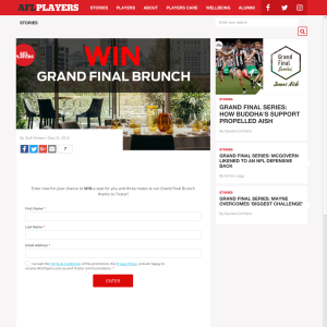 Win a seat for you and three mates at our Grand Final Brunch