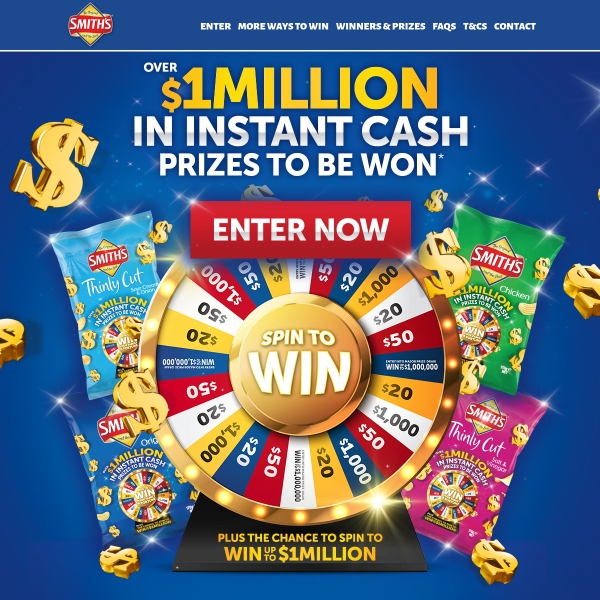 Win a Share in Over One Million Cash