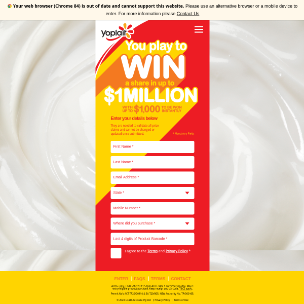 Win a share in up to $1 Million!