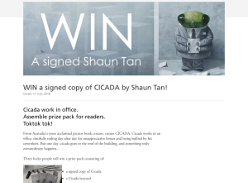 Win a signed copy of Cicada by Shaun Tan