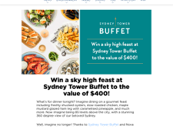 Win a sky high feast at Sydney Tower Buffet