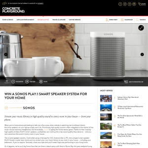 Win a Sonos PLAY:1 Smart Speaker System!