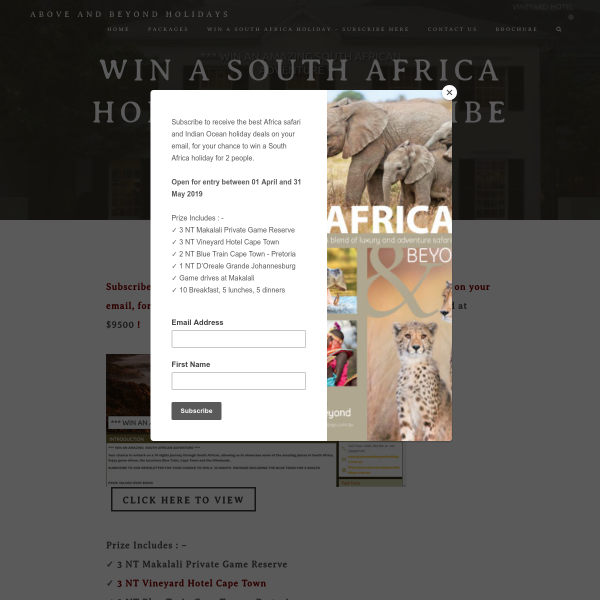 Win a South Africa Holiday