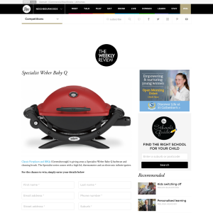 Win a Specialist Weber Baby Q