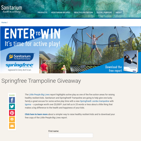 Win a Springfree Safety Trampoline