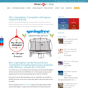 Win a Springfree Trampoline with tgoma