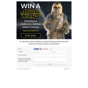 Win a Star Wars Chewbacca Collectors Edition Adult Costume