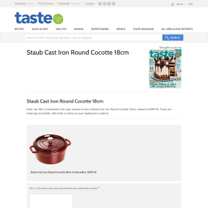 Win a Staub Cast Iron Round Cocotte 18cm