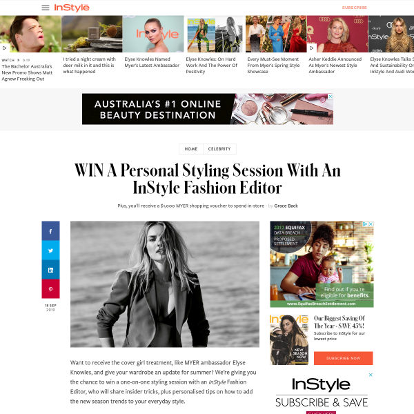 Win a Styling Session & $1,000 Myer Voucher