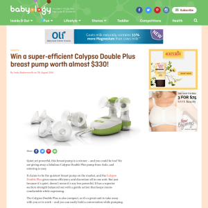 Win a super-efficient Calypso Double Plus breast pump worth almost $330!