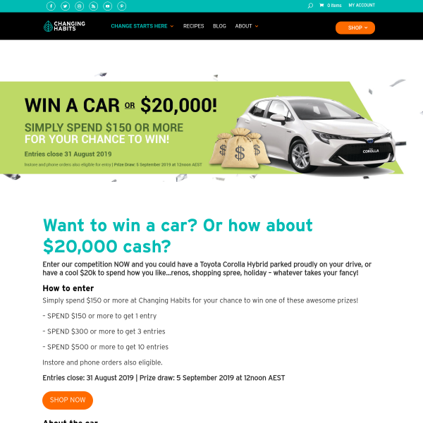 Win a Toyota Corolla or $20,000 Cash