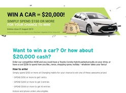 Win a Toyota Corolla or $20,000 Cash