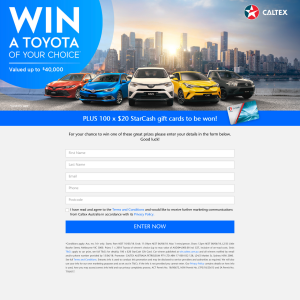 Win a Toyota of your choice