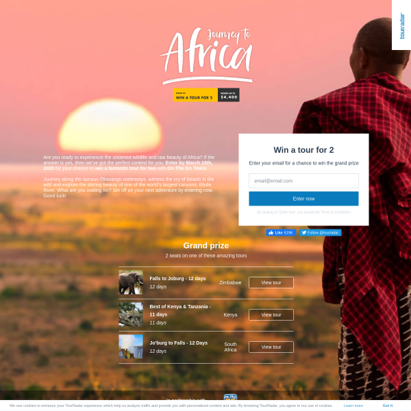 Win a Trip for 2 to Africa up to £3,200