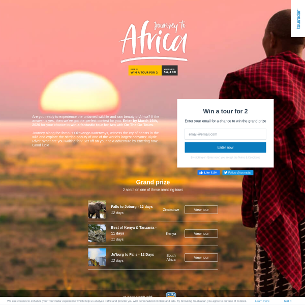 Win a Trip for 2 to Africa up to £3,200!