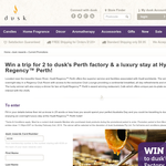 Win a trip for 2 to Dusk's Perth factory & a luxury stay at Hyatt Regency Perth!