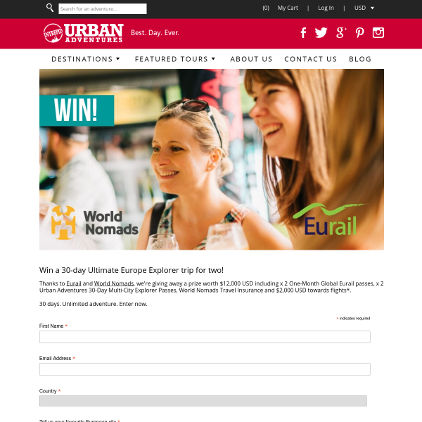 Win a Trip for 2 to Europe