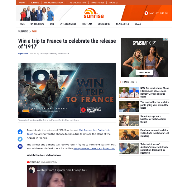 Win a trip for 2 to France! - Sunrise