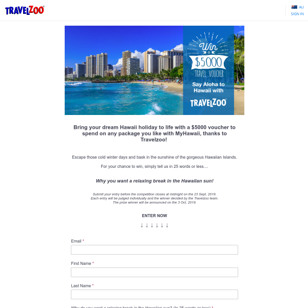 Win a Trip for 2 to Hawaii