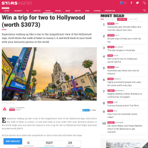 Win a trip for 2 to Hollywood + MORE!