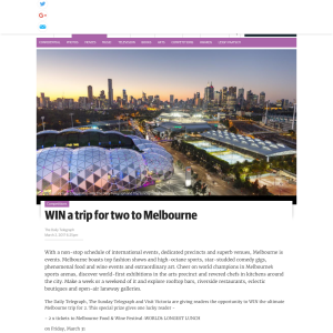 Win a trip for 2 to Melbourne!