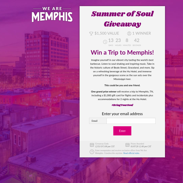 Win a trip for 2 to Memphis! - We Are Memphis