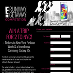 Win a trip for 2 to New York City, tickets to fashion week & a Samsung Galaxy S5!