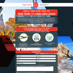 Win a trip for 2 to New York or Cabo San Lucas! - Page Personnel
