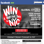 Win a trip for 2 to New York to attend the 'Global Poverty Project' concert!